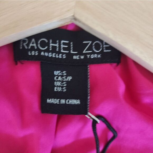 Rachel Zoe tweed cropped solid Boucle blazer fuchsia - Picture 6 of 16